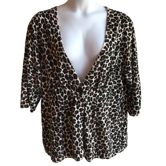 Fashion Bug Leopard Print One Botton Cardigan with Peplum size 22/24W(?) read - Picture 1 of 10